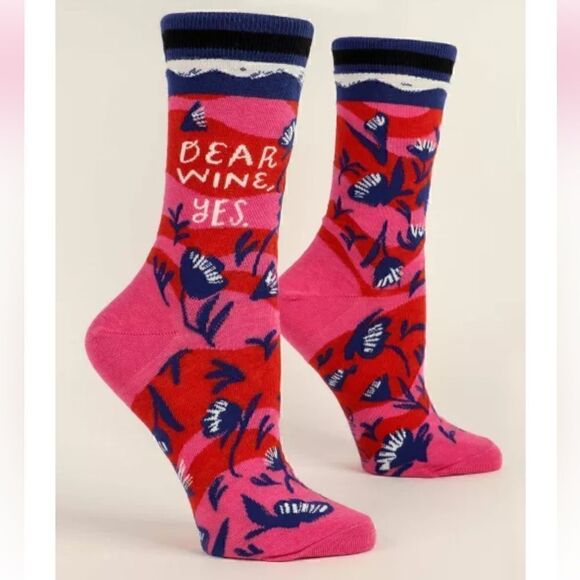 Blue Q women’s cotton crew socks - Dear Wine Yes! - Picture 2 of 9
